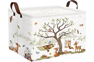 BOOHIT Large Woodland Baby Toy Basket Collapsible Kids Storage Bin Cute Shower Gift Box Forest Nursery Decor (Animals)