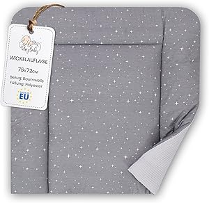 Wickelauflage Wickelunterlage aus Baumwolle 75x72 cm - Weich und waschbar Wickelunterlage für Babys Wickelmatte aus Stoff für Wickeltisch Wickelkommode oder Waschmaschine 75 x 72 Oeko-Tex Galaxie