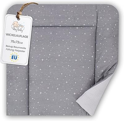 Wickelauflage Wickelunterlage aus Baumwolle 75x72 cm - Weich und waschbar Wickelunterlage für Babys Wickelmatte aus Stoff für Wickeltisch Wickelkommode oder Waschmaschine 75 x 72 Oeko-Tex Galaxie