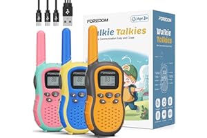 FOREDOM Rechargeable Walkie Talkies for Kids Walkie Talkies Long Range for Boy & Girl Age 3 to 12 Year Old Birthday Toys with Flashlight, 3 Pack