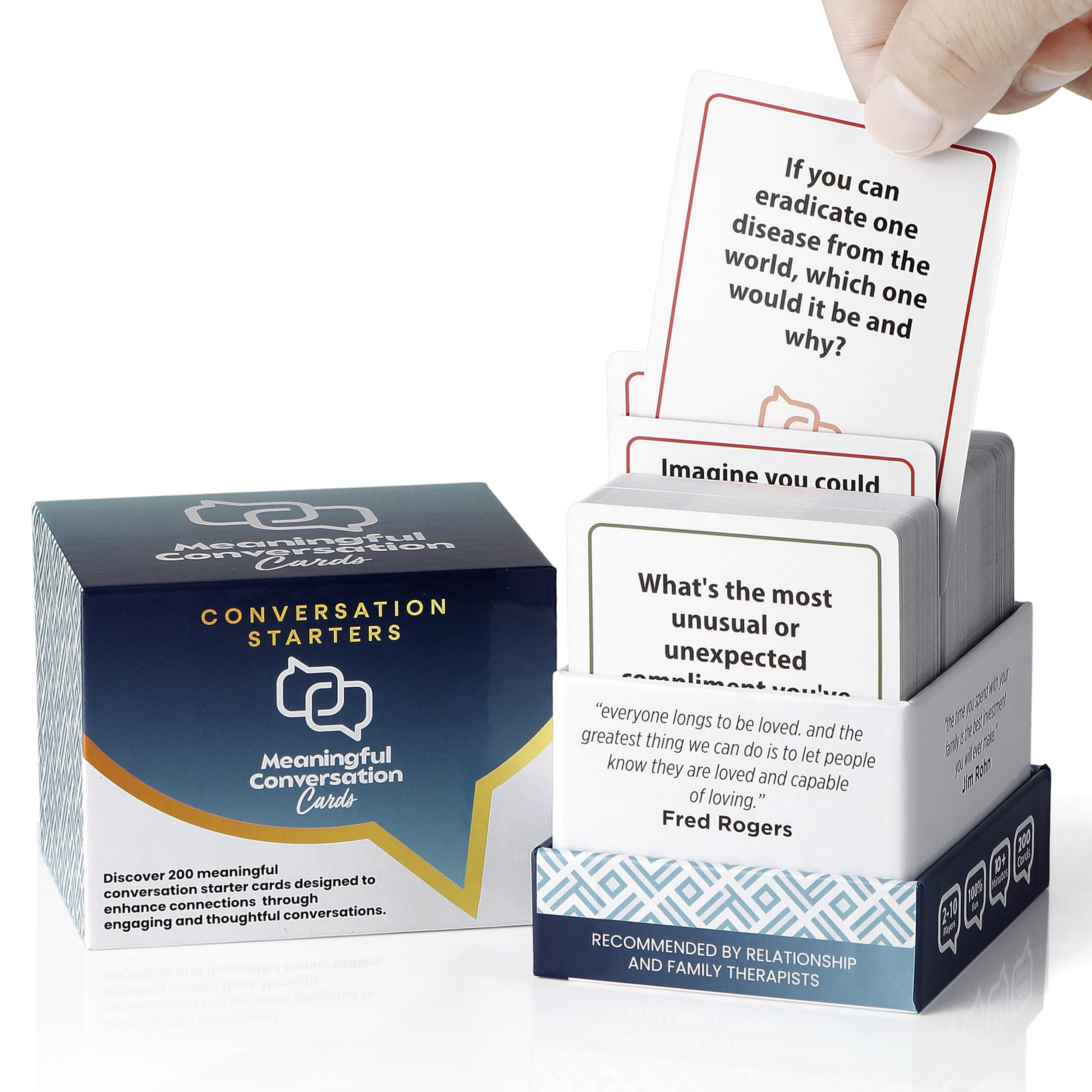 ZUGATI Conversation Starter Cards - 200 Cards - Meaningful Questions & Icebreakers for Couples, Family & Friends - Date Night, Parties, Dinner Table Party Game Gift, Family Conversation Card