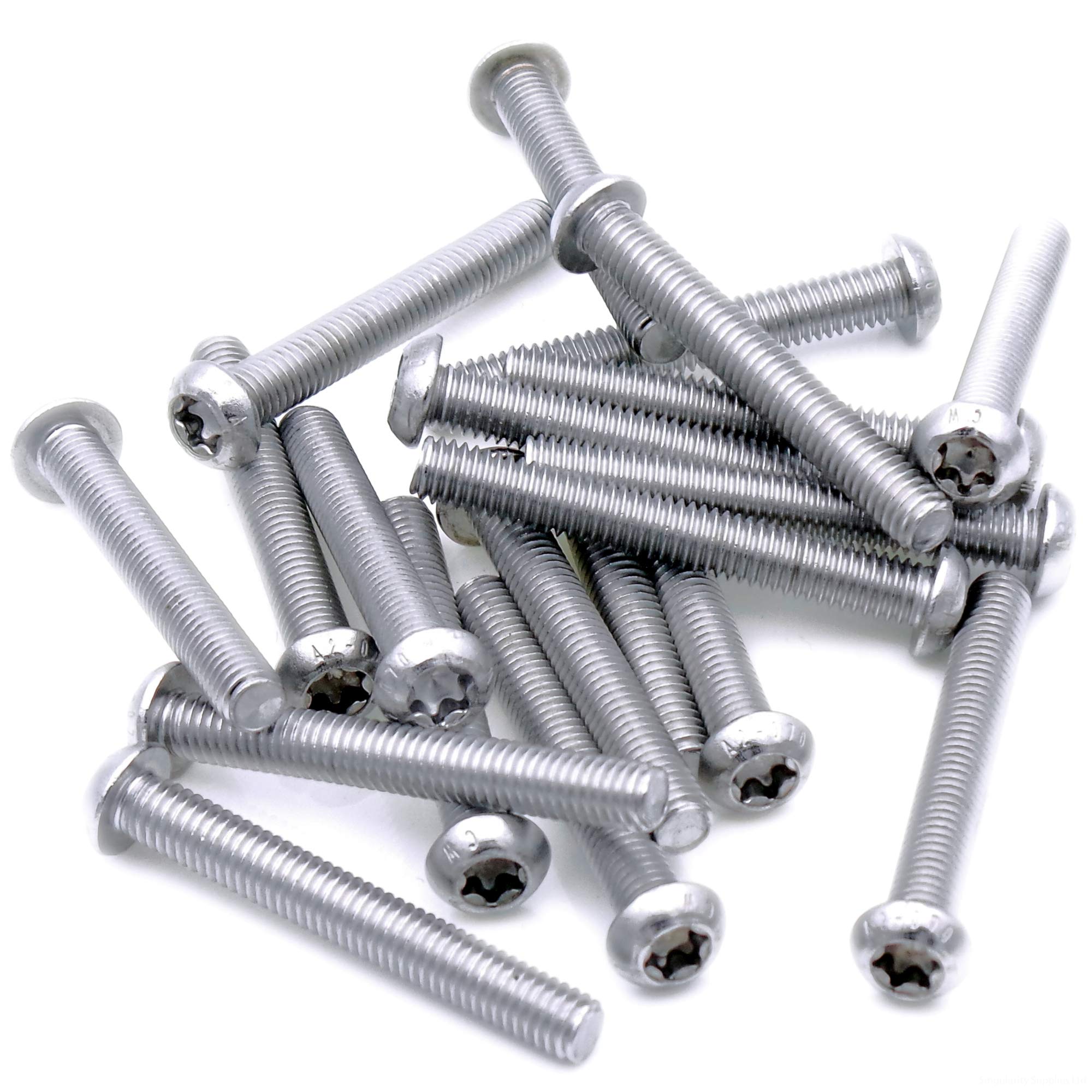 M3 (3mm x 3mm) TX Socket Button Machine Screw (Bolt) - Stainless Steel (A2) (Pack of 20)