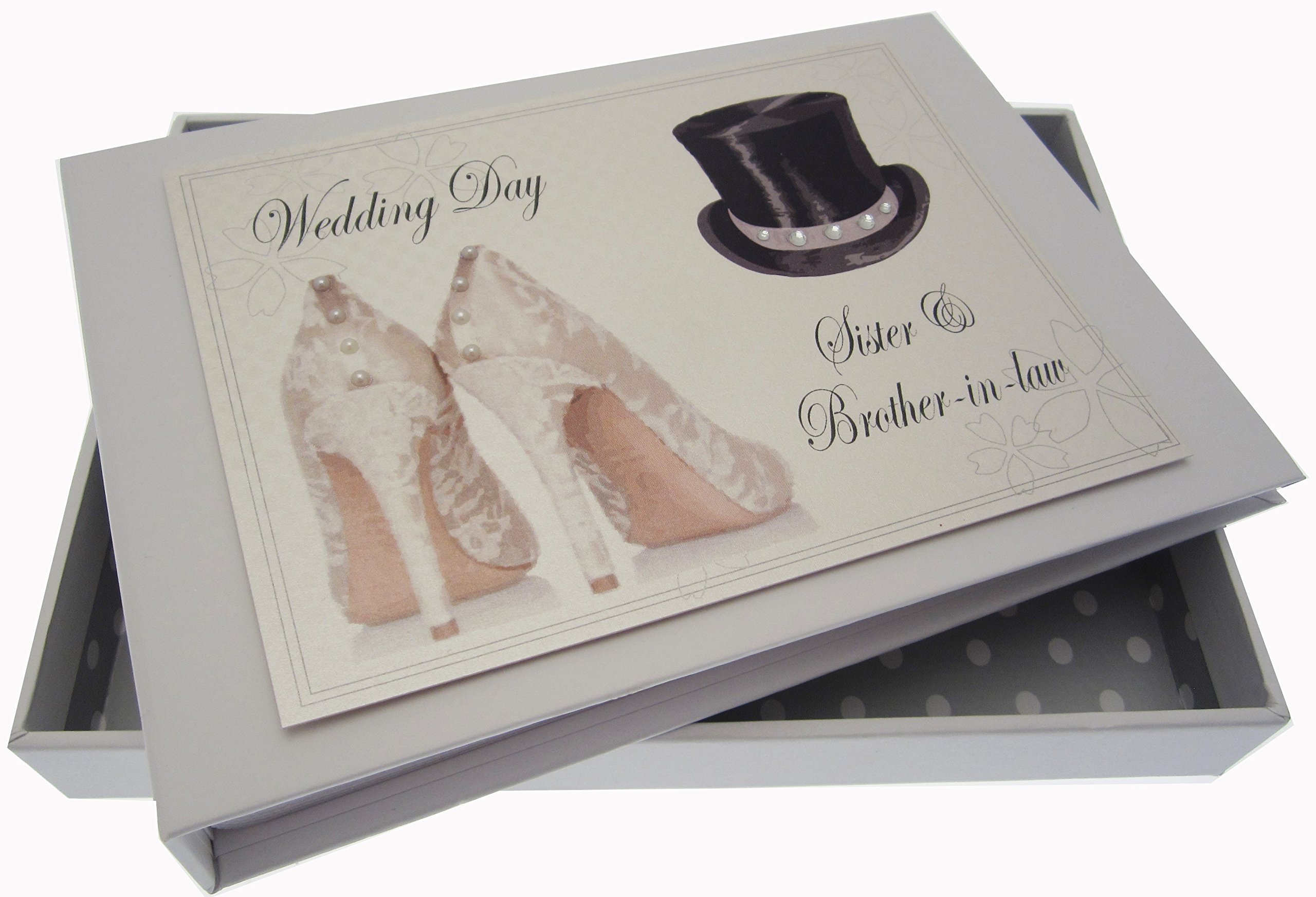 White Cotton Cards Sister and Brother-in-Law Wedding Day Tiny Album (Top Hat/Shoes)