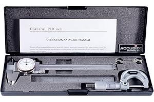 Accusize Industrial Tools 6 inch Dial Caliper, 0-1 inch Outside Micrometer and 6 inch Rule Machinist Case, 3600-1035