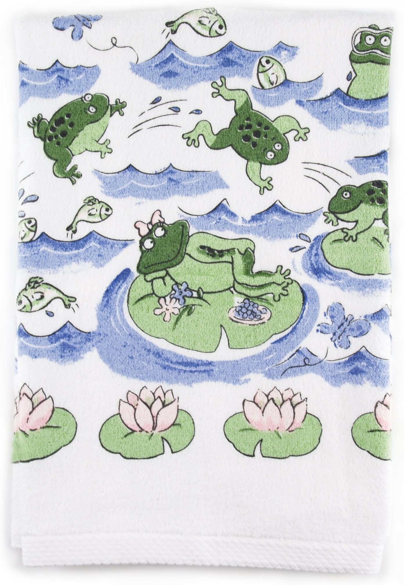 BigKitchen Froggy Day Printed Design Bathroom Hand Towel, Set of 2