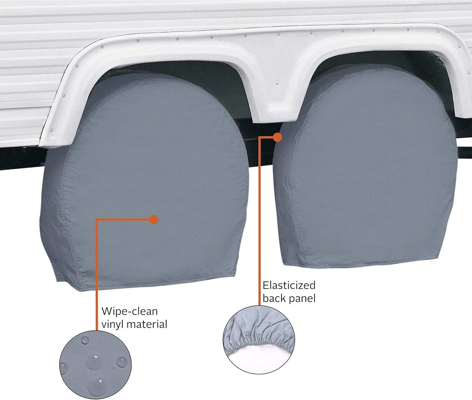 Classic Accessories 80-083-151001-00 RV & Trailer Wheel Covers 24"-27" Diameter, 8.5" Wide, Grey, Set of Two: Automotive