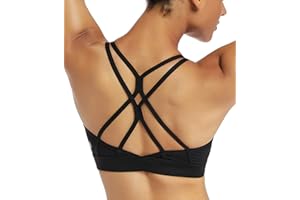 RUNNING GIRL Strappy Sports Bra for Women Sexy Crisscross Back Light Support Yoga Bra with Removable Cups