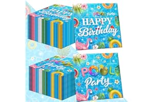 HAKOTI 40PCS Swimming Pool Napkin Decoration Summer Swimming Pool Birthday Party Supplies Disposable Beach Napkin for Hawaii Summer Birthday Party, Baby Shower Decoration