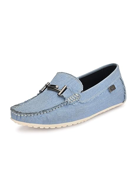 blue leather loafers