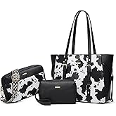 Women Fashion Synthetic Leather Handbags Tote Bag Shoulder Bag Top Handle Satchel Purse Set 4pcs