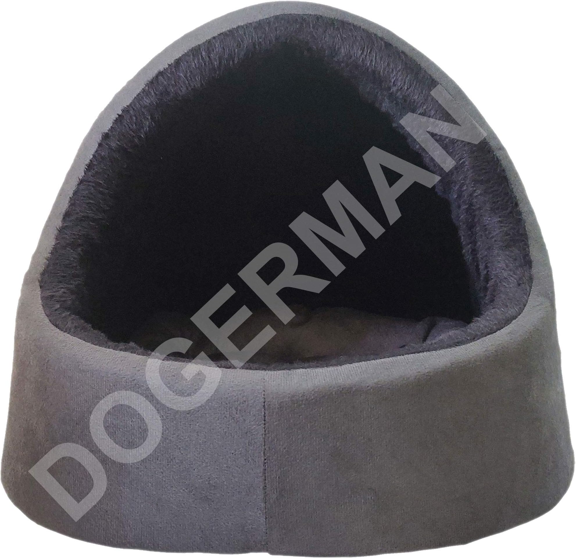 Dogerman Luxurious Holland/Fur Fabric Dual Blue Red Color Full Size Cat Pet Large Bed Dog, Cat House Length 20 cm Width 18 cm Height 15 cm (S, Grey-Black)