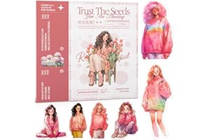Uideyvi Lot de 50 feuilles d'autocollants à thème féminin animé, fournitures de scrapbooking pour journal intime, papier d'au