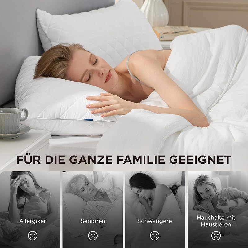 Kopfkissen 40x80 2er Set - Kissen 40x80 Ideal für Allergiker