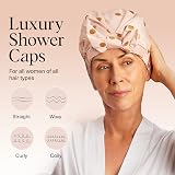 Kitsch Luxury Shower Cap Women Reusable Waterproof Large Blush Dot view 3