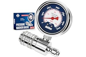 McKillans® High Pressure Washer Gauge - Push-to-Connect 3/8" Automatic Quick Connect - Stainless Steel - up to 6000 PSI - Measure Both PSI and MPa - Power Washer Pressure Gauge