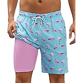YGDSX Mens Swim Trunks with Compression Liner 7 Inch Swim Trunks Quick Dry Surfing Beach Shorts Hawaii Sports Shorts