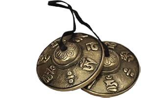 Dharma Store - Tibetan Tingsha Cymbals - 6.2 cm - OM Mane Padme Hum Symbols Embossed