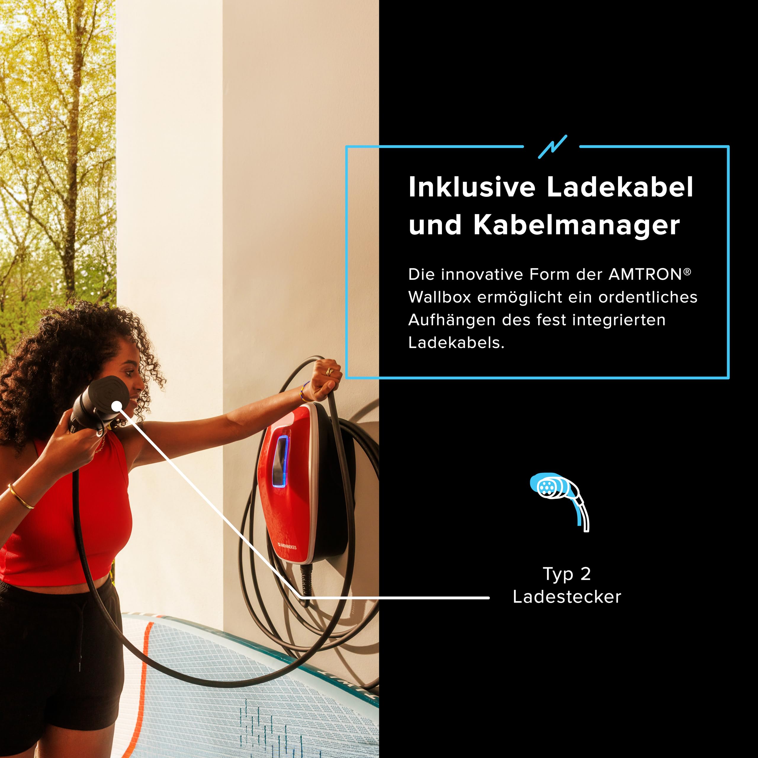 Mennekes Wallbox AMTRON 4You 110, 11 kW für E-Autos und Hybrid - 7,5 m Kabel - innen und außen - Cover Schwarz 6