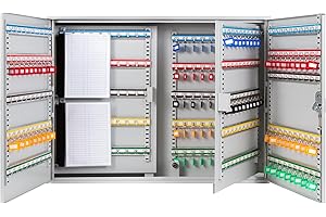 Durabox 400 Position Steel Key Cabinet - Organize and Secure Key Storage Lock Box with Numbered Hooks and Tags for Valets, Hotel, Office, Car Dealerships and More (K400) (Light Grey)