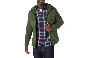 �鶹�� Essentials Men's Lightweight Water-Resistant Packable Hooded Puffer Jacket