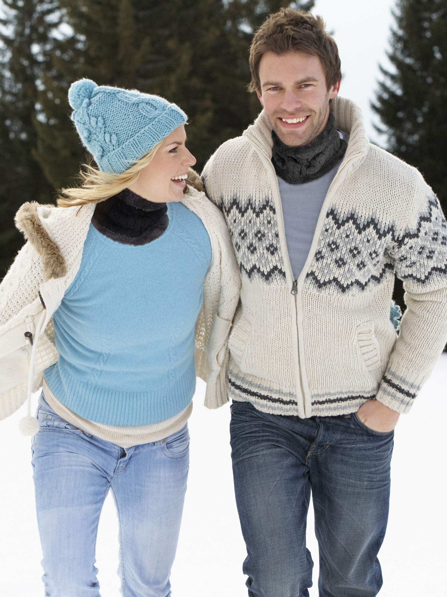 3 Pieces Unisex Cold Winter Neck Warmer Gaiter Double-Layer Fleece Lined Thick Knit Circle Scarf 3 Pieces Unisex Cold Winter Neck Warmer Gaiter Double-Layer Fleece Lined Thick Knit Circle Scarf