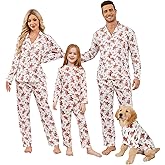 Christmas Matching Family Clothing Sets Couple Xmas Holiday Long Sleeve Shirt Pants Set