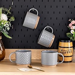 GBHOME 15OZ Stackable Coffee Mugs, Ceramic Coffee