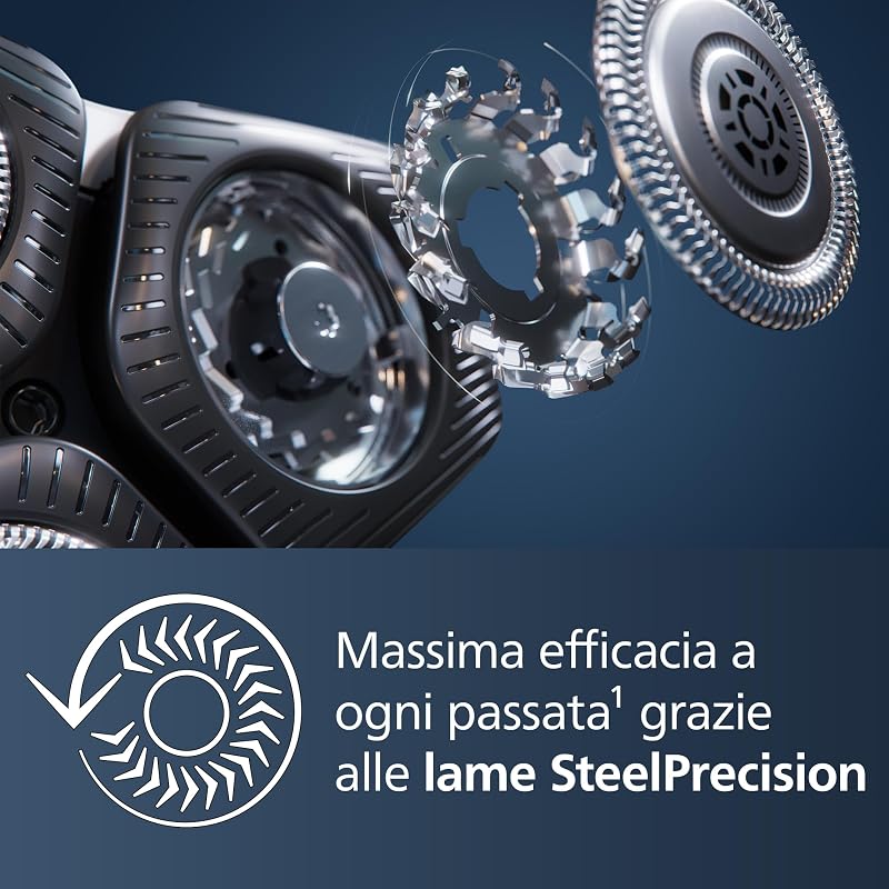 Rasoio elettrico Philips S5000 - Rasoio elettrico Wet & Dry in grigio carbonio con 1 rifinitore a scomparsa, astuccio morbido, cappuccio di protezione e supporto di ricarica (modello S5887/13) — foto 6 di 8