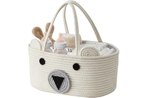 DECOMOMO Teddy Bear Basket, Diaper Caddy Basket, Baby Baskets for Baby Shower (Animal, Large)