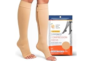 Lemon Hero Zipper Compression Socks 15-20 mmHg Open Toe, Medical Zip Up Compression Stockings for Women and Men - Improves Blood Circulation, Relieves Pain & Swelling