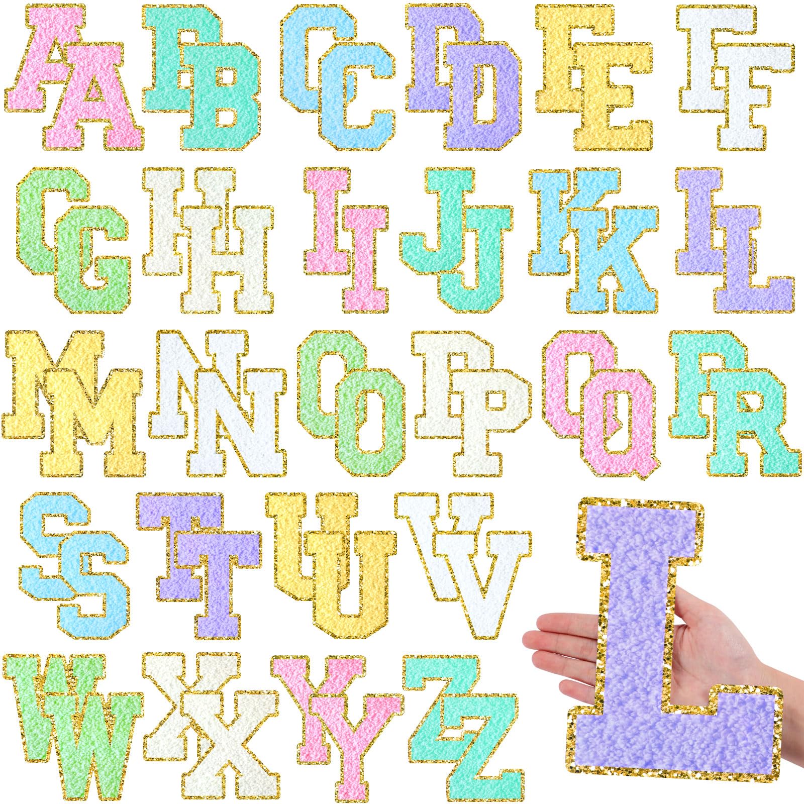 Photo 1 of Mooliwe 52 Pcs 7 Inch Large Bulletin Board Letters with Adhesive Dots Alphabet Poster Cutout Letters for Bulletin Board Display Poster Classroom School Party Decor(Chenille,Colorful)