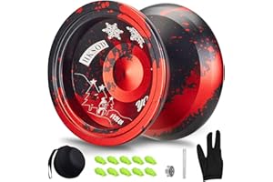 HKSOD Yoyo Professional Responsive Yoyo for Kids Beginners, Unresponsive Professional Yoyos for Adult, Trick Yoyos for Advanced Players with Bearing Accessories+Removal Tool (Black & Red)