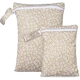 2 Sizes Wet Bags, Waterproof Storage Bag for Baby Diapers and Pump Parts | Reusable Diaper Bag with Zippered Pockets and Handle, Travel Bags, Beach, Pool, Gym Bag for Swimsuits &amp; Wet Clothes, Set of 2