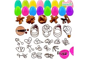 24 Pack Easter Eggs Fillers with Brain Teaser Puzzle Set, Prefilled Easter Eggs for Teens Adults Boys Girls, Party Favors, Pu