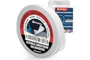 KOPAIBOS KEPAIBOS Double Sided Iron On Adhesive Hem Tape with Backing Easy-Iron Washable Fusible No Sew Fusing Tape for Fabric (Standard, 1/2 Inch 54 Yards)