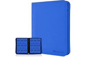 FONWILL Premium Card Binder 9 Pocket, 360 Pockets Trading Card Holder Book, Premium PU Cover Zip Folder Binder, Side Loading Carrying Case Binder Album for TCG, MTG,Sports Cards, Game Cards (Blue)