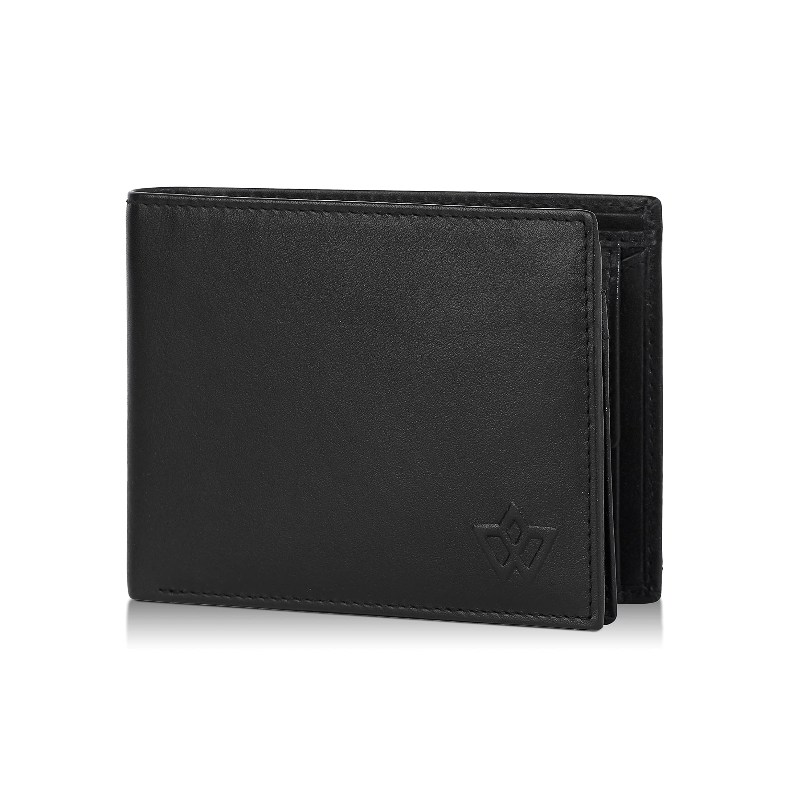 WASAMA Leather Wallet for Men Black | Classic bi-fold Style, Coin Pocket, Durable | RFID Protection | The Classic - Nightfall Black