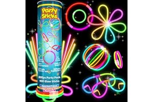 PartySticks Bulk Party Supplies 205 Piece Glow in The Dark 100 Glow Sticks with Eye Glasses, Bracelets, and Connectors