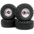 Hobbysoul 2.2 Beadlock Wheels And Tires Set – 4 RC Off-Road Tires With Adjustable Offset Rims For Crawlers Like Axial Capra, TRX4 | RC Crawler Tires | 2.2 Beadlock Wheels