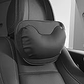 Dapucarin Car Neck Pillow [No More Pressure] Soft Comfortable Premium Leather Headrest with Adjustable Strap – Ergonomic Support for Driving, Office & Gaming, Black, 1 Pack