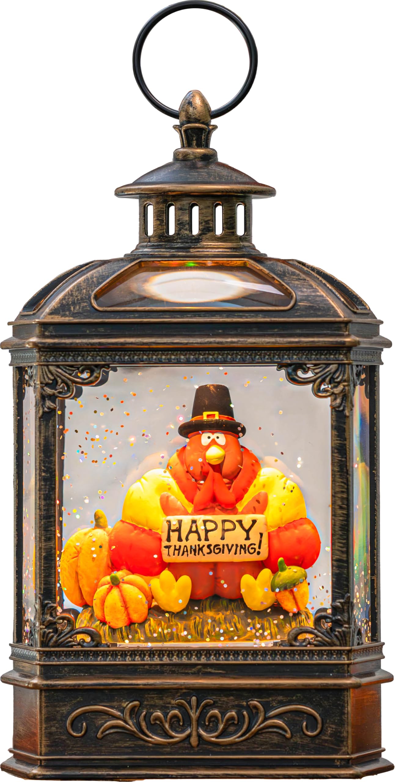 Fall Snow Globe Lantern - Thanksgiving Glittering
