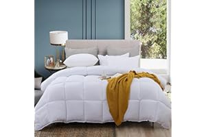 ABOUTABED Twin Comforter Duvet Insert White, All Season Down Alternative Comforter, Ultra Soft Quilted Bedding Comforter with 8 Corner Tabs, Machine Washable