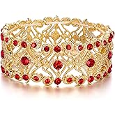 BriLove Women's Wedding Bridal Crystal Cluster Tennis Stretch Bracelet