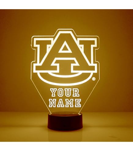 Auburn University Tigers College Football Helmet Custom LED Sign Night Light Lamp with Remote, Light Up Display with Personalized Name or Image, Customized, Made in The USA, Clear Acrylic Home Decor