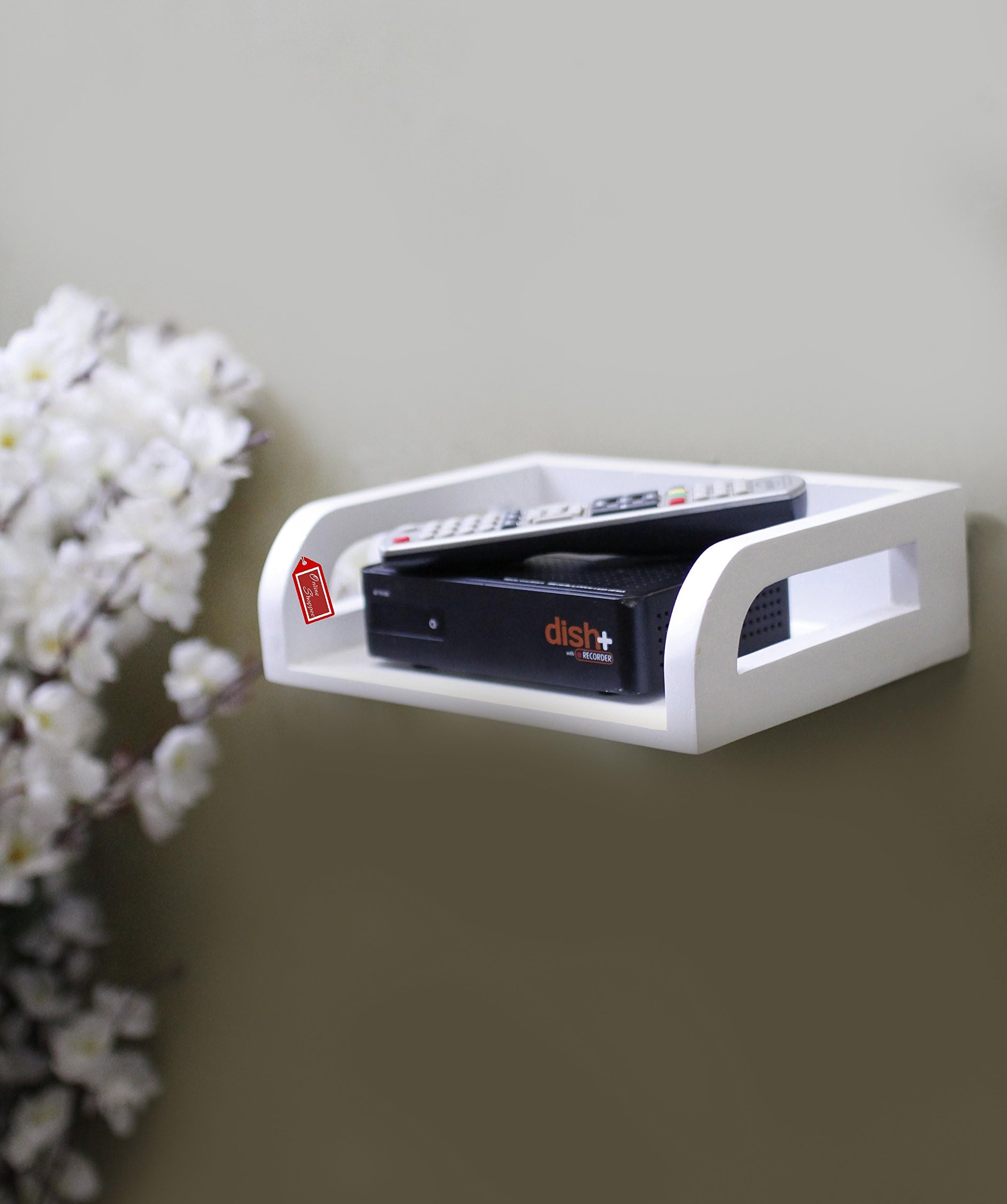 Onlineshoppee Set Top Box Wall Shelf (White)