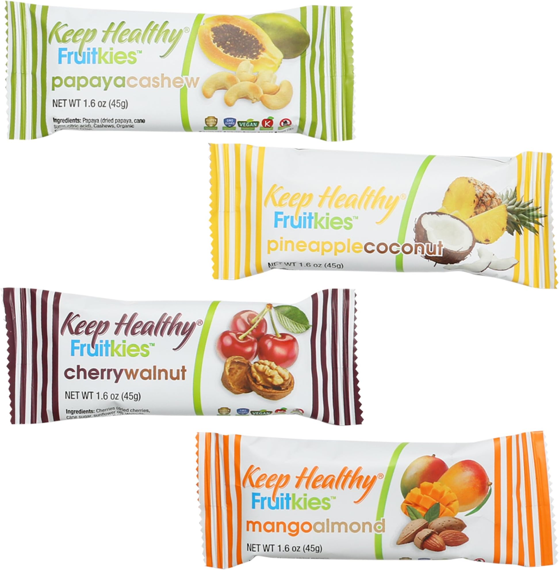 Keep Healthy Fruit Nut Bars Variety Pack | Certified Non-GMO, Vegan, Gluten-Free, Dairy Free, Kosher |1.6-ounce Bars - 4 Flavors, 12 Bars per Box