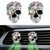 Gothic Skull Car Air Freshener Vent Clips with 2 Pads, Halloween Scented Car Accessories for Men Women, Automotive Interior Decor and Cool Car Fresheners for Men， Spooky Gift Idea-A7