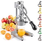 CO-Z Manual Citrus Juicer, Commercial Grade Cast Iron Orange Juicer, Professional Heavy Duty Juice Press with Removable Strainer, Manual Juice Extractor for Orange Lemon Pomegranate Citrus, Gray