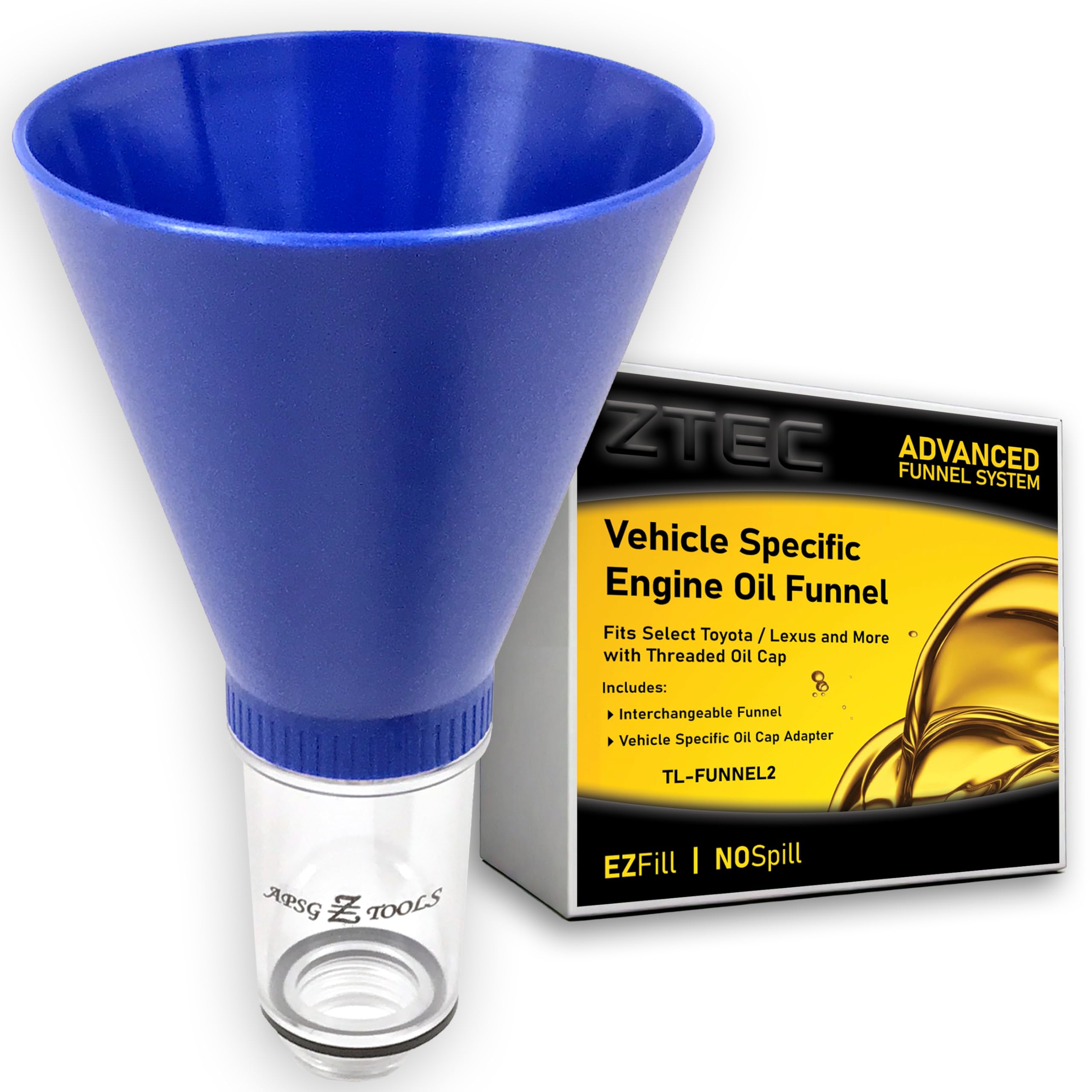 Photo 1 of APSG Locking Oil Funnel | Compatible with Select Toyota Lexus Scion | No-Spill Tool Screws Directly INTO Filler | Fast & Easy Oil Change/Fill with No Mess !
