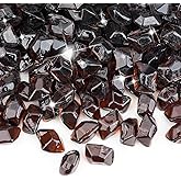 Mr. Fireglass 1/2-Inch Polygon Fire Glass for Fireplace Fire Pit & Lanscaping, 10 Pounds High Luster Amber